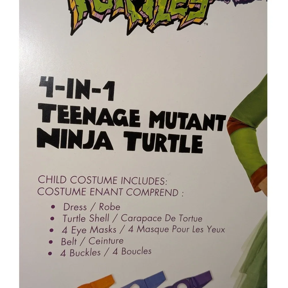 Girls Teenage Mutant Ninja Turtles 4 in 1 Mask Costume Tutu Size Large 10-12 NEW
